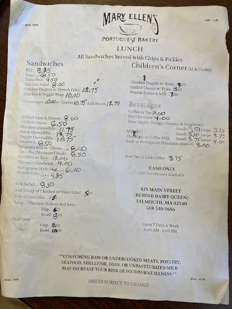Menu Mary Ellens Portuguese Bakery - 0