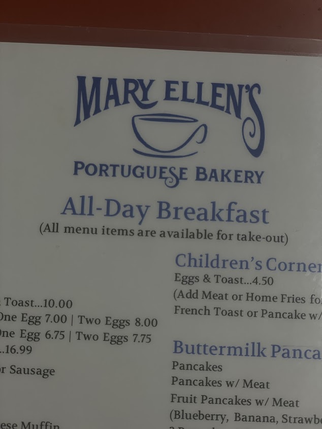 Menu Mary Ellens Portuguese Bakery - 7