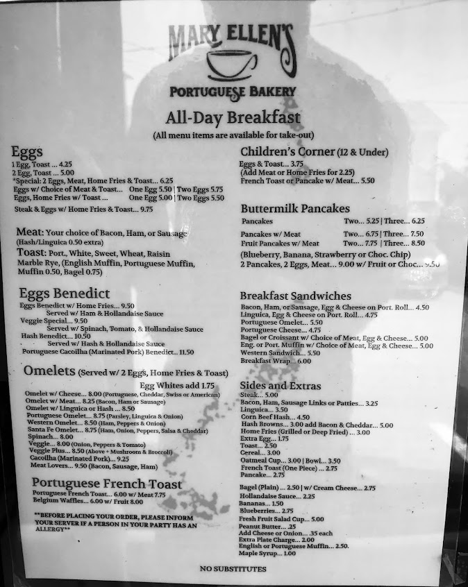 Menu Mary Ellens Portuguese Bakery - 9