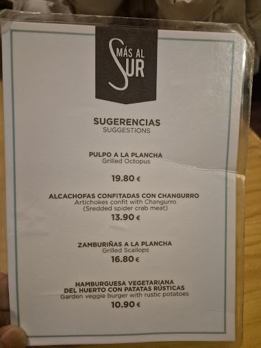 Menu Mas Al Sur - 1