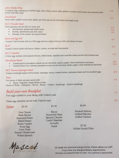Menu Mascot Corner Cafe Bar - 0