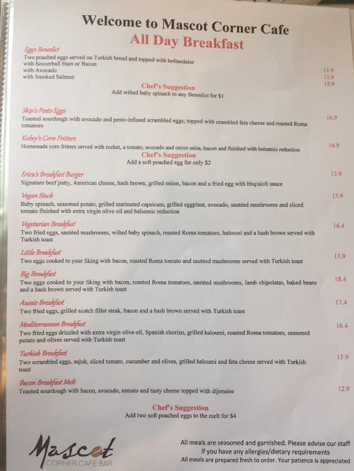 Menu Mascot Corner Cafe Bar - 2