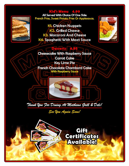Menu Mathews Grill And Deli - 8