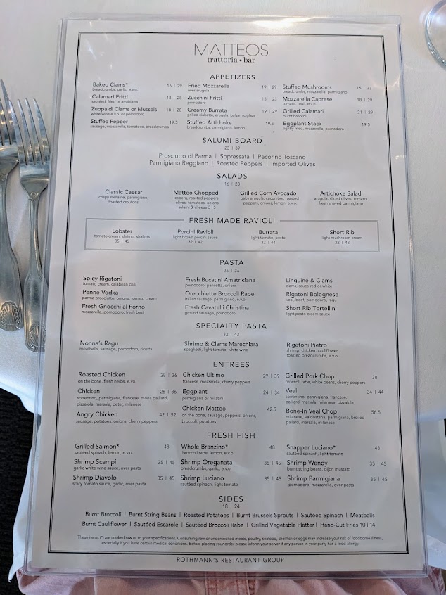 Menu Matteos Of Boca Raton - 1
