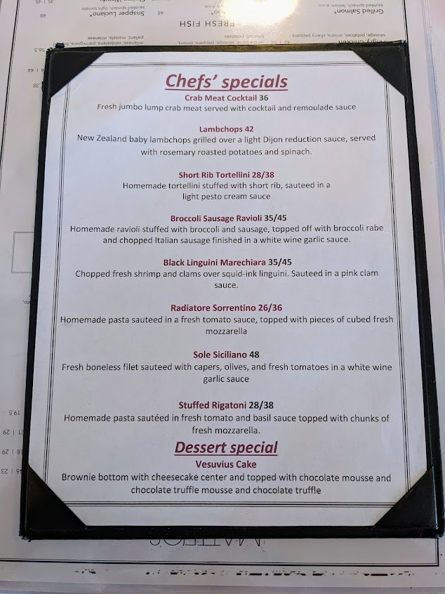 Menu Matteos Of Boca Raton - 2
