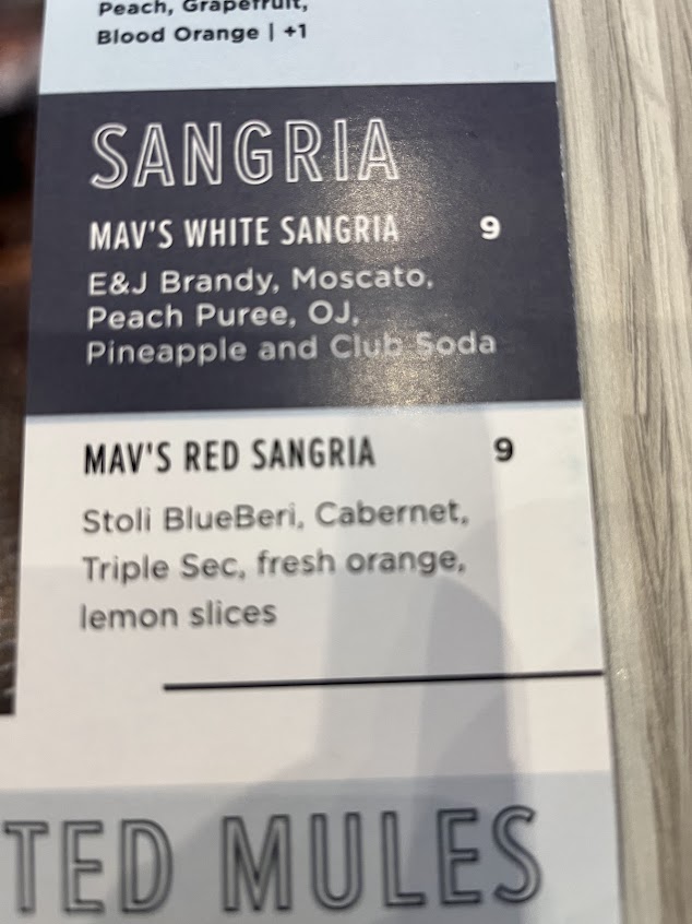 Menu Mavericks Kitchen Drinks Sports - 2