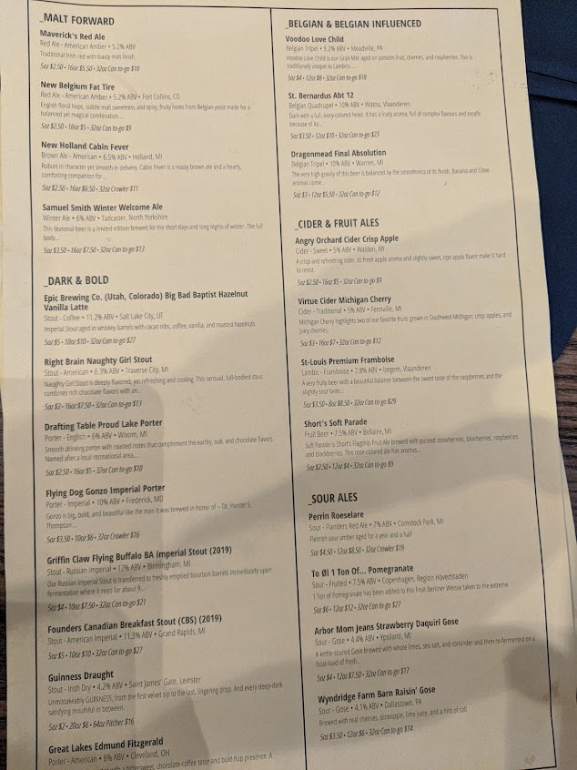 Menu Mavericks Kitchen Drinks Sports - 9