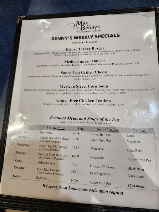Menu Max And Benny's - 1