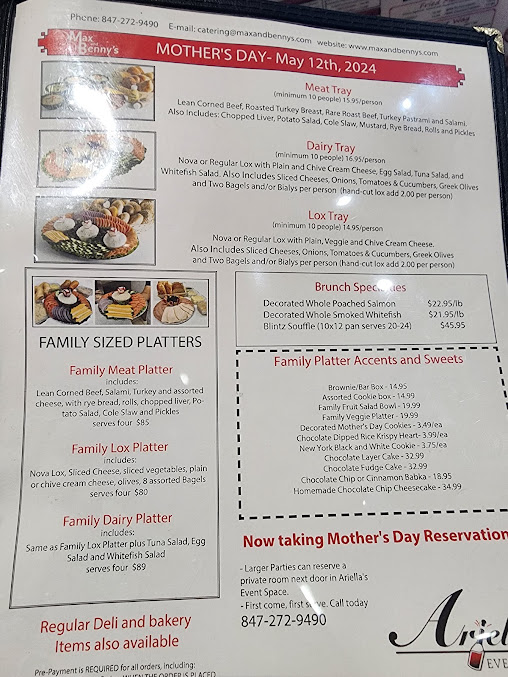 Menu Max And Benny's - 2
