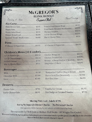 Menu Mcgregors Blink Bonnie Supper Club - 6