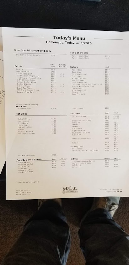 Menu Mcl Restaurant Bakery Arlington - 0