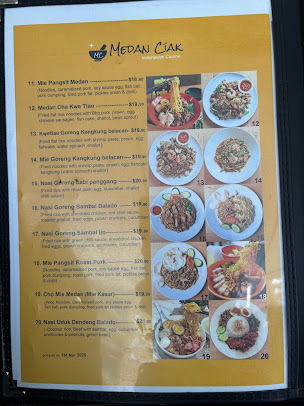 Menu Medan Ciak Sussex St Sydney Indonesian Restaurant - 3
