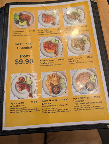 Menu Medan Ciak Sussex St Sydney Indonesian Restaurant - 6