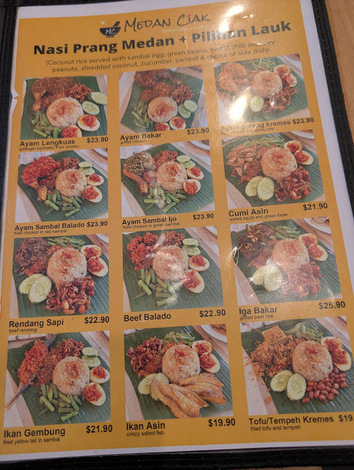 Menu Medan Ciak Sussex St Sydney Indonesian Restaurant - 9