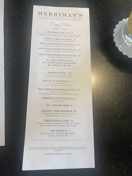 Menu Merriman's Honolulu - 4