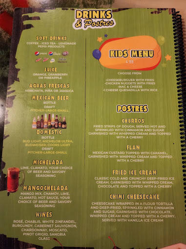 Menu Mi Cabana Mexican Restaurant #10 - 1