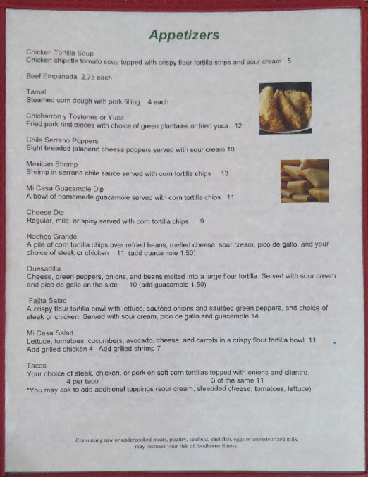 Menu Mi Casa Restaurant - 0