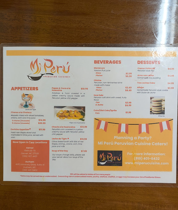 Menu Mi Perú Peruvian Cuisine - 0