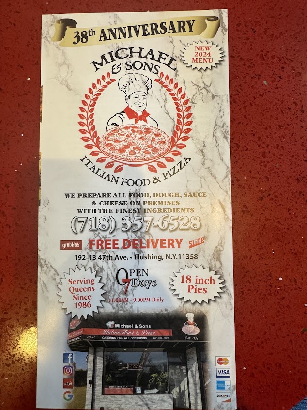 Menu Michael Sons Italian Food Pizza - 7