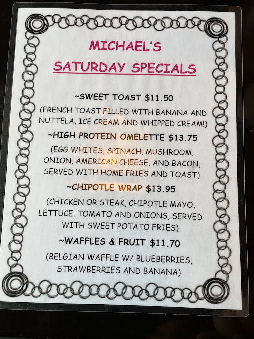 Menu Michael's Diner - 1