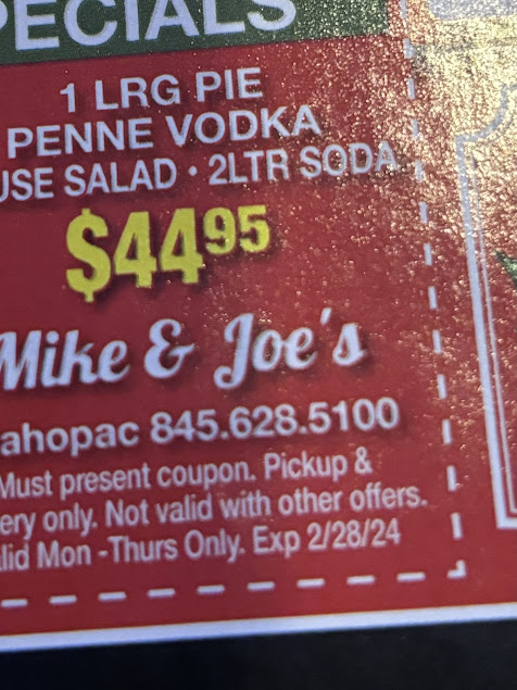 Menu Mike Joes Wood Fired Pizza Pasta - 1