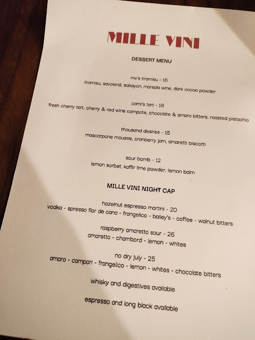 Menu Mille Vini Wine Bar & Restaurant - 0