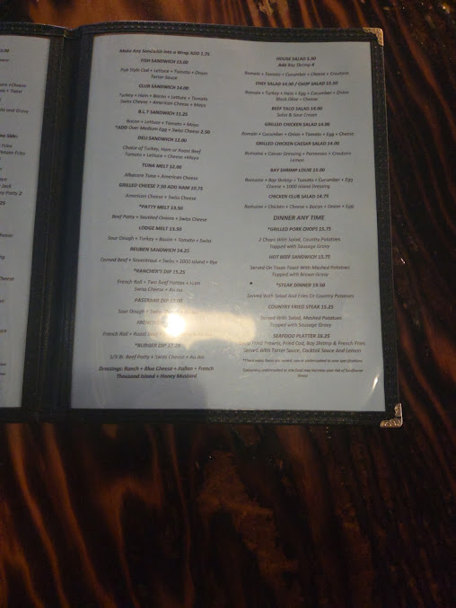 Menu Milton Lodge Bar And Grill - 1