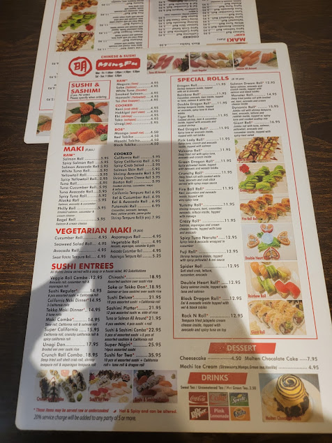Menu Mingfu Chinese Sushi Matthews - 0