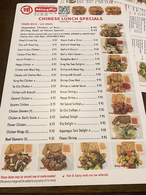 Menu Mingfu Chinese Sushi Matthews - 1
