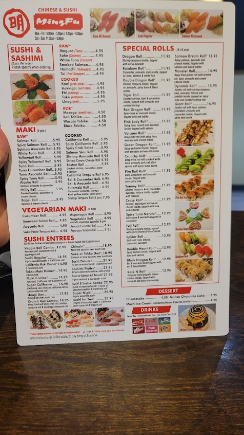 Menu Mingfu Chinese Sushi Matthews - 3