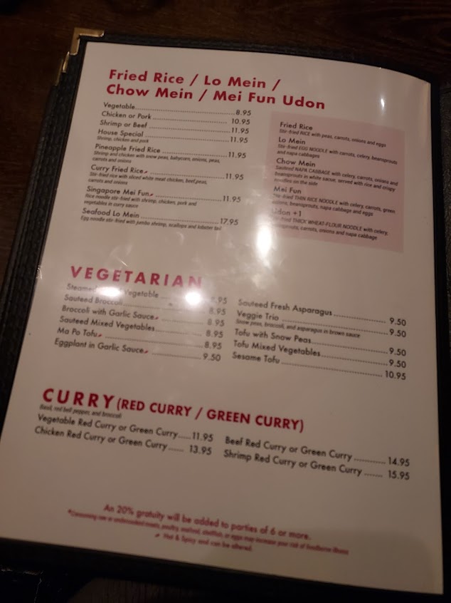 Menu Mingfu Chinese Sushi Matthews - 9