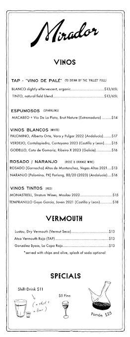 Menu Mirador - 0