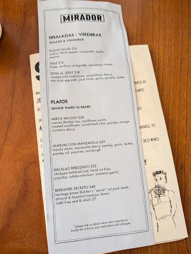 Menu Mirador - 1