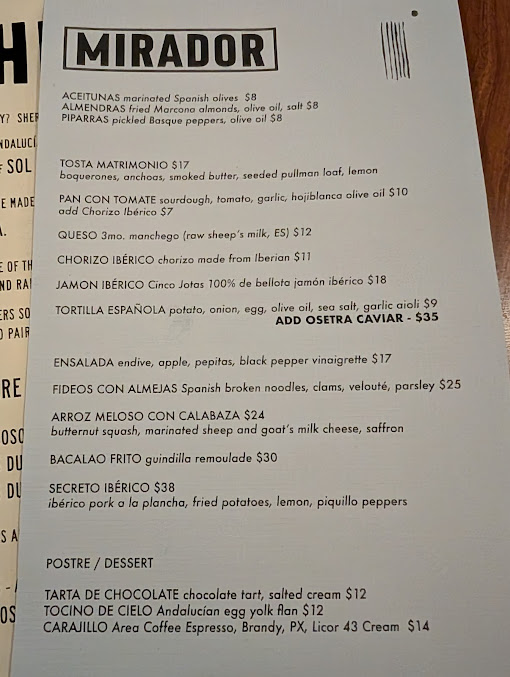 Menu Mirador - 2