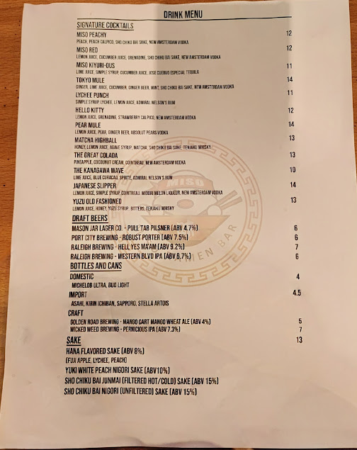 Menu Miso Ramen Bar Raleigh - 6
