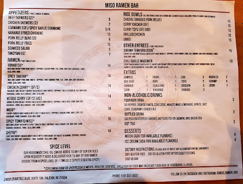 Menu Miso Ramen Bar Raleigh - 9
