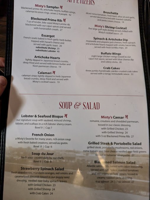Menu Misty's Restaurant & Lounge - 0