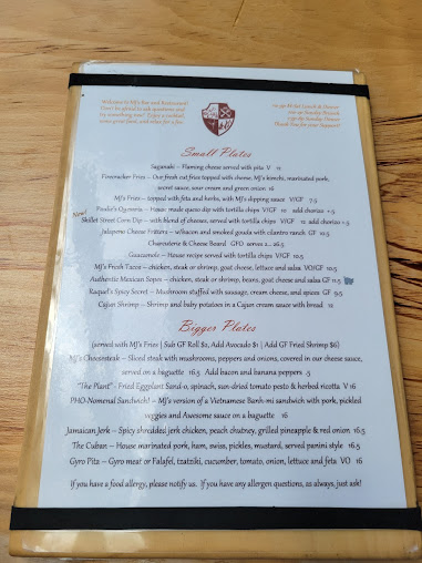 Menu Mjs Bar And Restaurant - 1