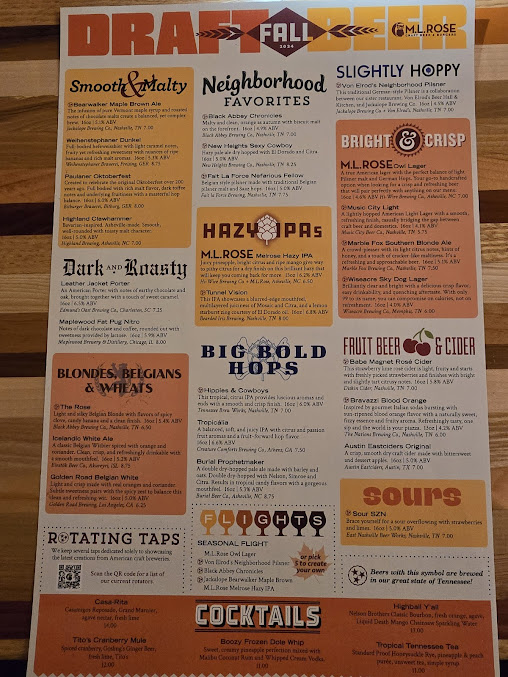 Menu Mlrose Craft Beer Burgers Sylvan Park - 6