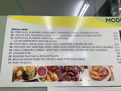 Menu Modupe African American Restaurant - 1