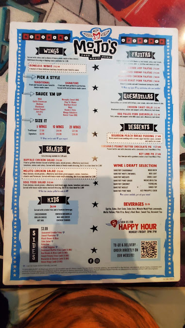 Menu Mojos Food Music Soul Belleview Location - 2