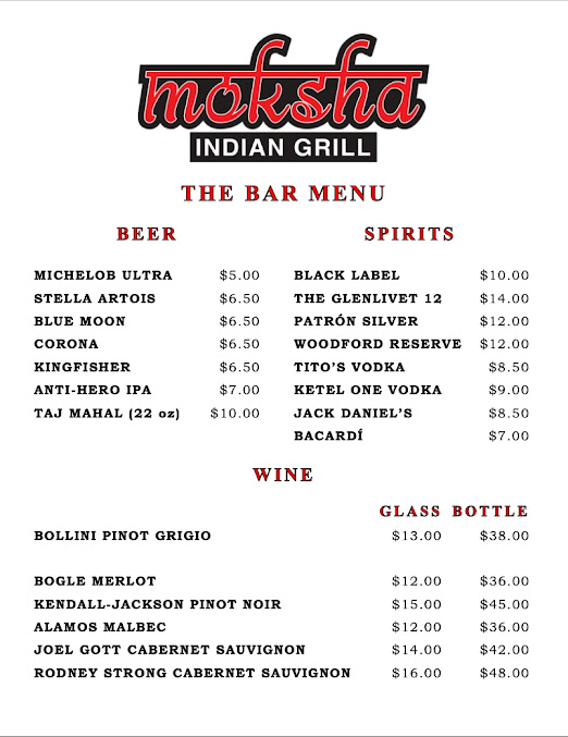 Menu Moksha Indian Grill - 1