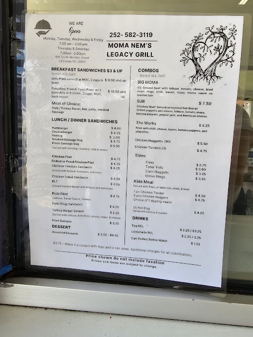 Menu Moma Nem's Legacy Grill - 0