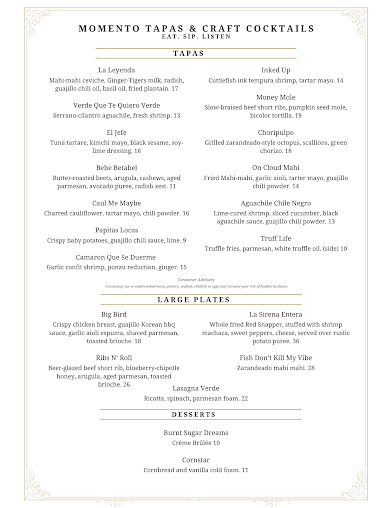 Menu Momento Tapas & Craft Cocktails - 0