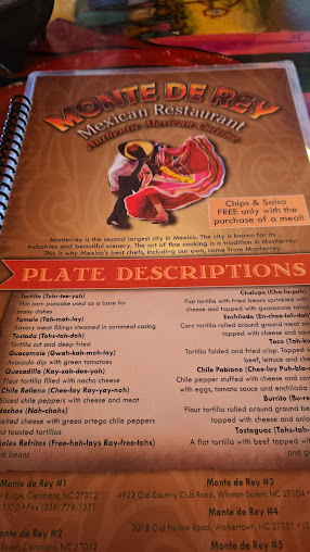 Menu Monte De Rey Mexican Restaurant - 0