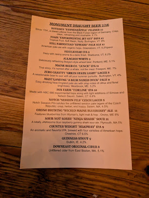 Menu Monument Charlestown Restaurant & Tavern - 8