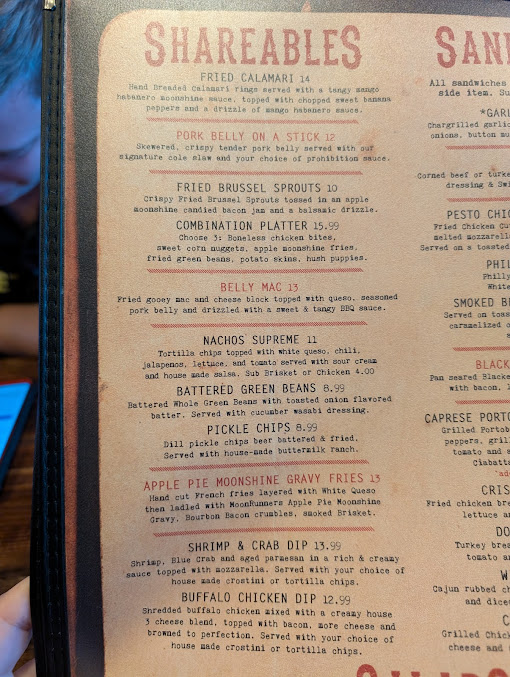 Menu Moonrunners Saloon - South Garner - 2