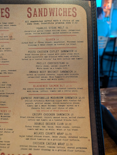 Menu Moonrunners Saloon - South Garner - 7