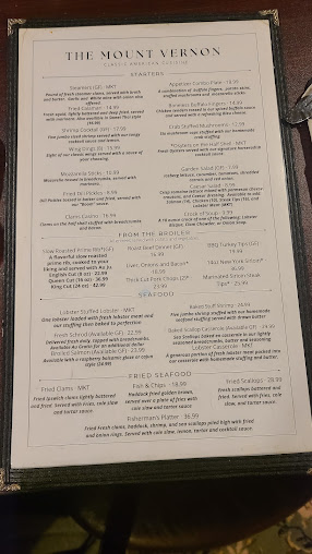 Menu Mount Vernon Restaurant & Pub - 0