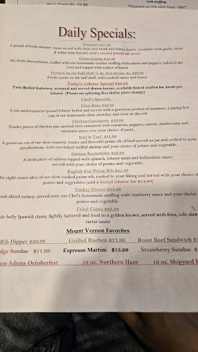 Menu Mount Vernon Restaurant & Pub - 2